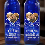 Custom Photo Together, Always & Forever - Couple Personalized Custom Blue Bottle Lamp - Gift For Husband Wife, Anniversary