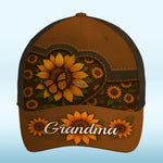 Her Love Blooms Like Sunflowers - Family Personalized Custom Hat, All Over Print Classic Cap - Mother's Day, Gift For Mom, Grandma