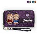 Where Love Is Always Within Reach - Family Personalized Custom Leather Long Wallet - Mother's Day, Gift For Grandma, Mom