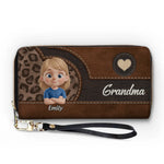 Where Love Is Always Within Reach - Family Personalized Custom Leather Long Wallet - Mother's Day, Gift For Grandma, Mom