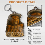 Custom Name Lion Grandpa Gifts - Personalized Acrylic Keychain