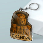 Custom Name Lion Grandpa Gifts - Personalized Acrylic Keychain