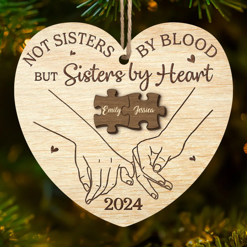 Our Hearts Tied Together - Bestie Personalized Custom Ornament - Wood Custom Shaped - Christmas Gift For Best Friends, BFF, Sisters