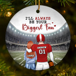 Custom Name Football Couple Christmas Gifts - Personalized Ceramic Ornament