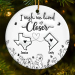 Custom Name Long Distance Friendship Christmas Gifts - Personalized Ceramic Ornament