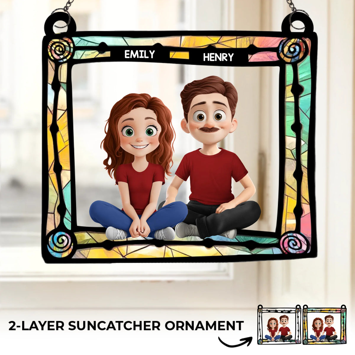 Less Stress When I'm With You - Dog & Cat Personalized Window Hanging Suncatcher - Gift For Pet Owners, Pet Lovers