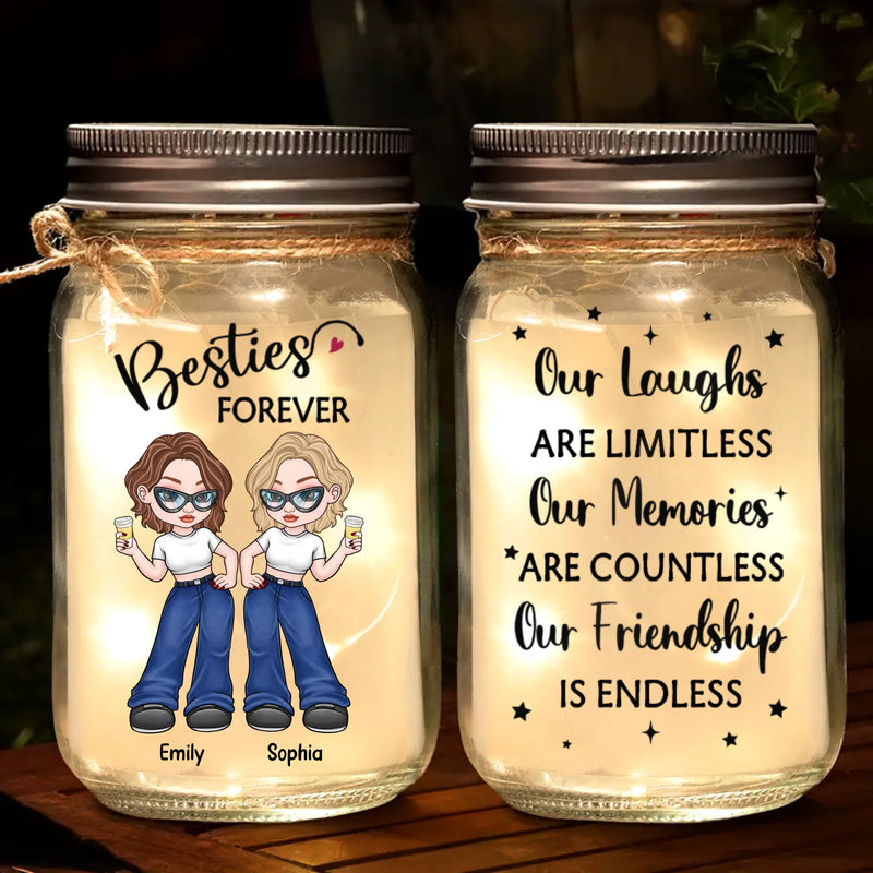 Better Together, Always And Forever - Bestie Personalized Custom Mason Jar Light - Christmas Gift For Best Friends, BFF, Sisters