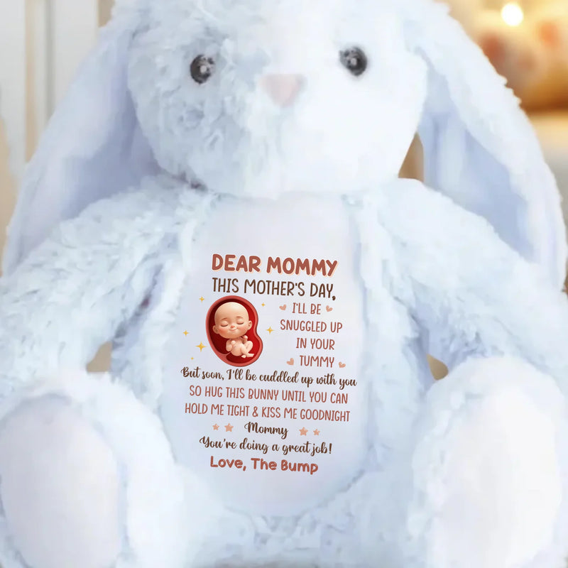 Just A Little Bump Full Of Big Love - Family Personalized Custom Easter Bunny Plush - Mother's Day, Baby Shower Gift, Gift For First Mom