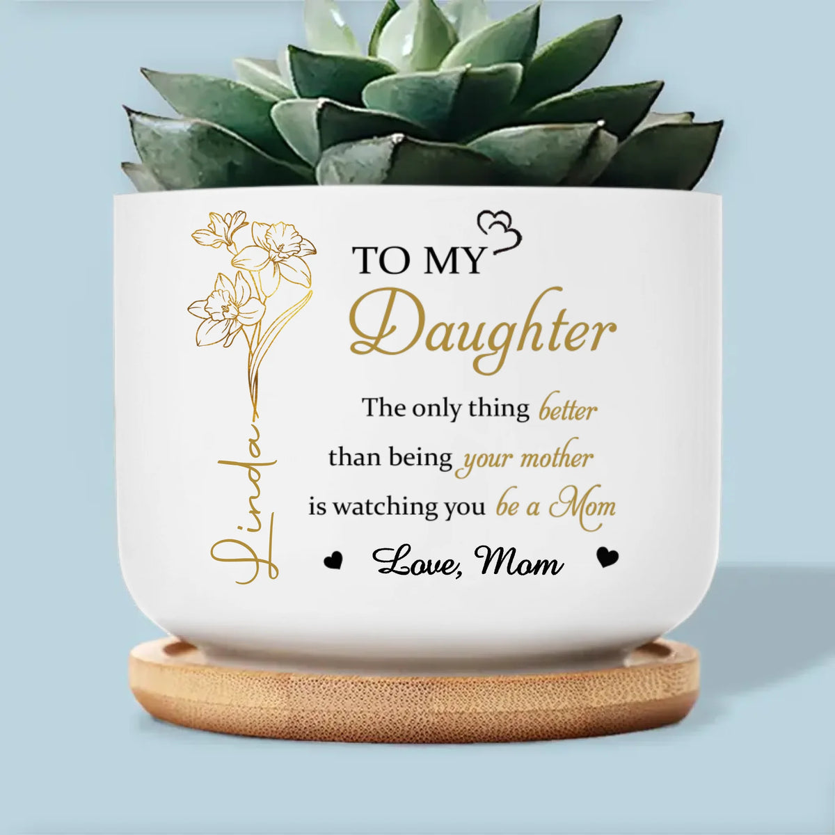 From My Heart To Yours - Family Personalized Custom Home Decor Ceramic Plant Pot - Mother's Day, House Warming Gift For Mom, Daughter