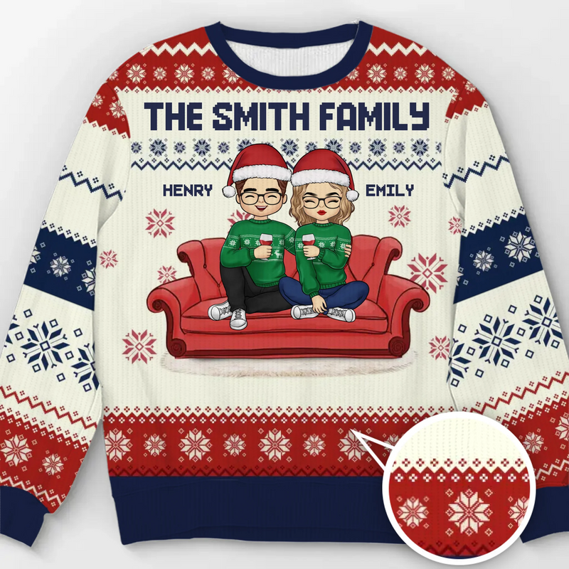 Home Is Where Family And Pets Bring Joy - Family Personalized Custom Ugly Sweatshirt - Unisex Wool Jumper - Christmas Gift For Family Members, Pet Owners, Pet Lovers