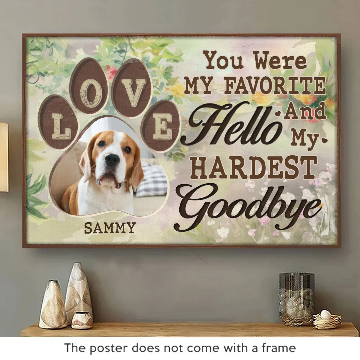 Custom Photo Leaving Pawprints On Our Hearts  - Memorial Personalized Custom Horizontal Poster - Sympathy Gift For Pet Owners, Pet Lovers