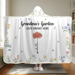 Grandma's Favorite Garden - Family Personalized Custom Snuggle Blanket, Hoodie Blanket - Gift For Mom, Grandma