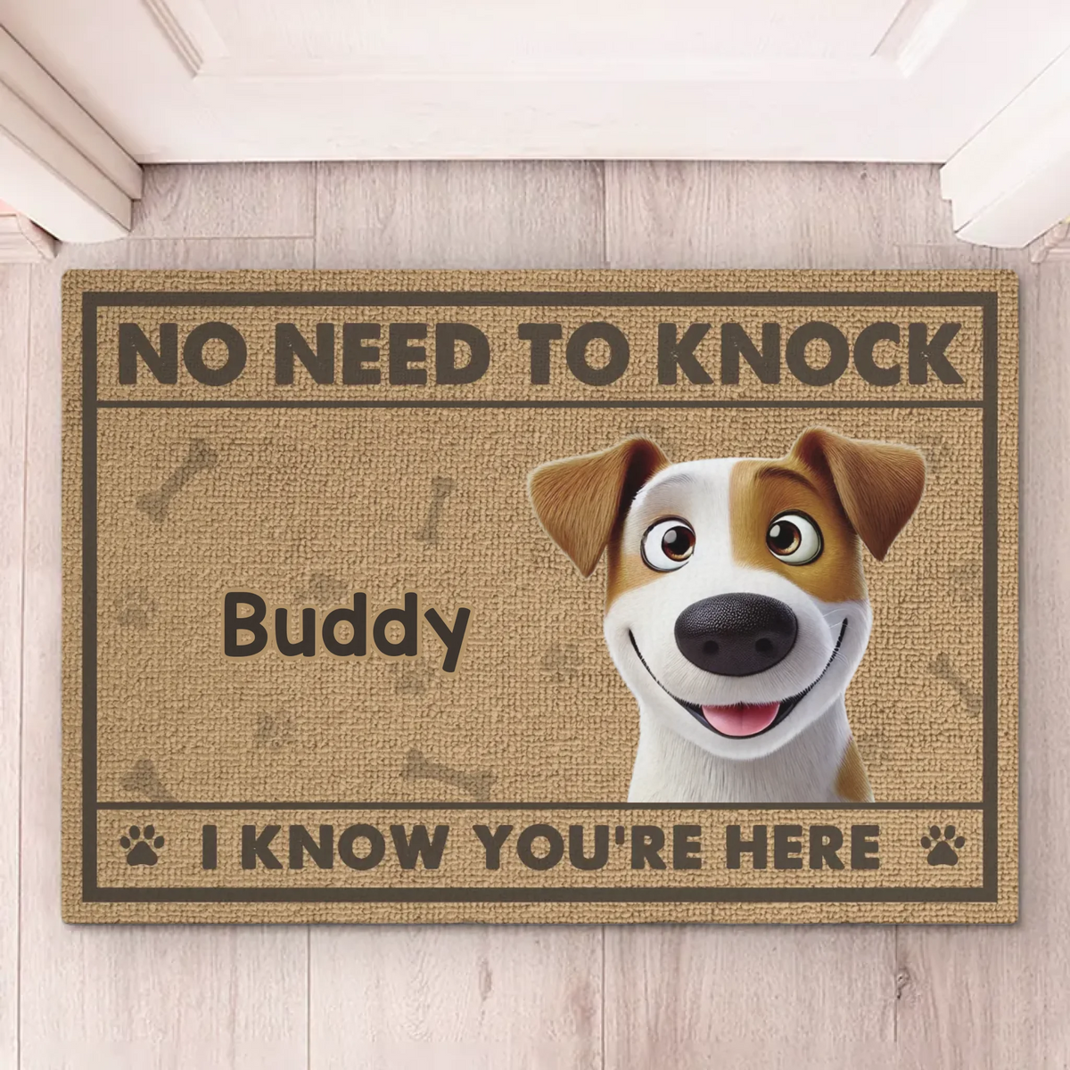No Need To Knock, Our Security System Has Paws - Dog Personalized Custom Home Decor Decorative Mat - House Warming Gift For Pet Owners, Pet Lovers