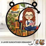 Perfect Little Gifts For Book Lovers And More - Family Personalized Window Hanging Suncatcher Ornament - Gift For Yourself, Best Friends, Siblings, Family Members, Book Lovers