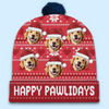 Custom Photo Love Is A Four-Legged Christmas - Dog & Cat Personalized Custom Christmas Beanie Hat - Christmas Gift For Pet Owners, Pet Lovers