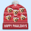 Custom Photo Love Is A Four-Legged Christmas - Dog & Cat Personalized Custom Christmas Beanie Hat - Christmas Gift For Pet Owners, Pet Lovers
