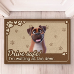 We're Waiting At The Front Door - Dog Personalized Custom Home Decor Decorative Mat - House Warming Gift For Pet Owners, Pet Lovers