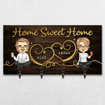 Home Is Where The Heart Is - Family Personalized Custom Home Decor Key Hanger, Key Holder - House Warming Gift For Family Members, Pet Owners, Pet Lovers
