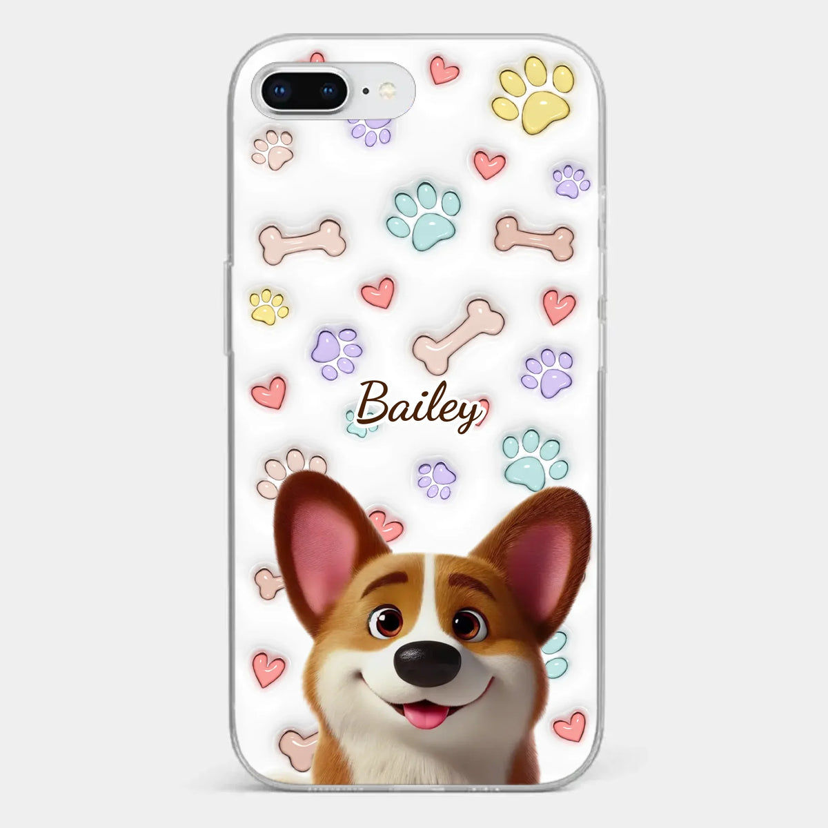 Four Paws, One Heart - Dog Personalized Custom 3D Inflated Effect Printed Clear Phone Case - Gift For Pet Owners, Pet Lovers