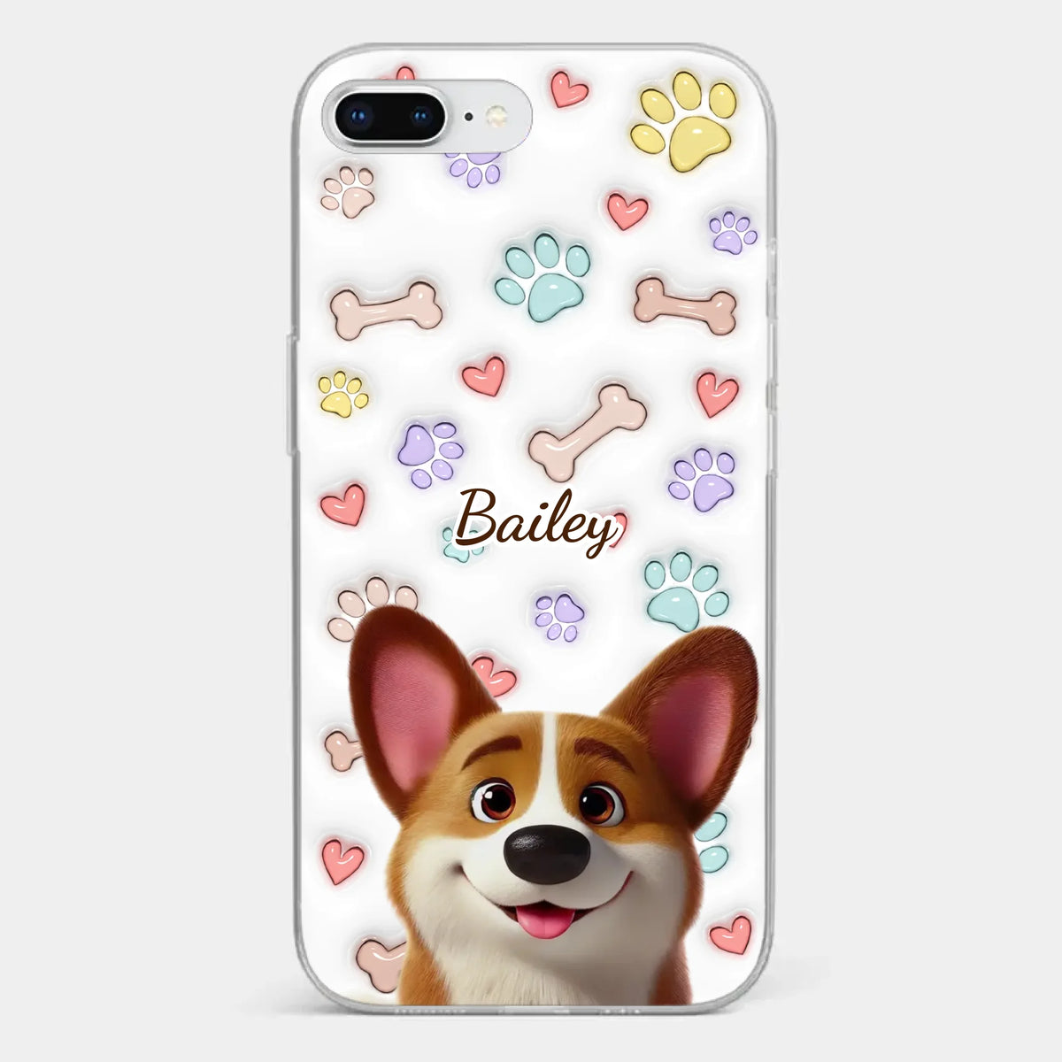 Four Paws, One Heart - Dog Personalized Custom 3D Inflated Effect Printed Clear Phone Case - Gift For Pet Owners, Pet Lovers