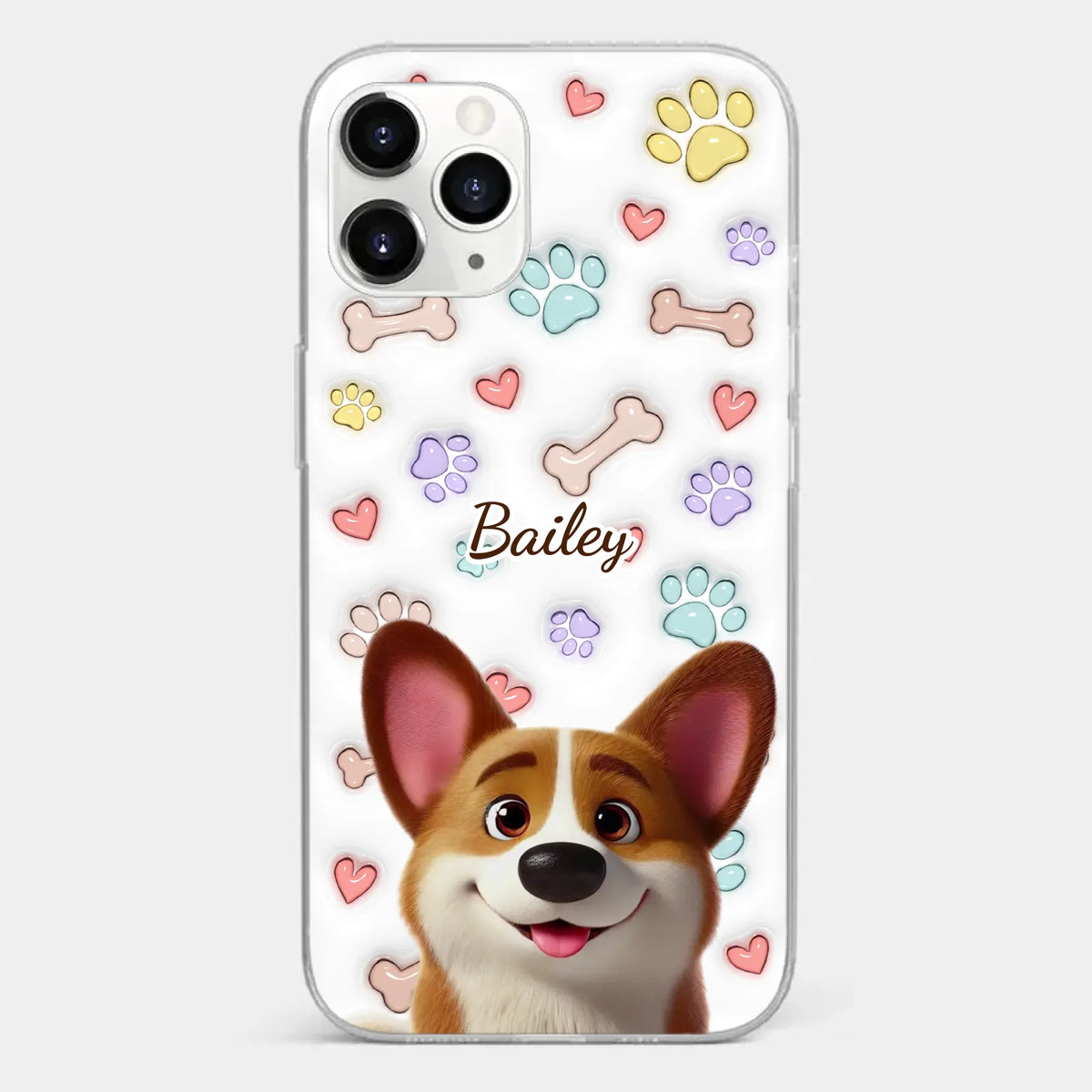 Four Paws, One Heart - Dog Personalized Custom 3D Inflated Effect Printed Clear Phone Case - Gift For Pet Owners, Pet Lovers