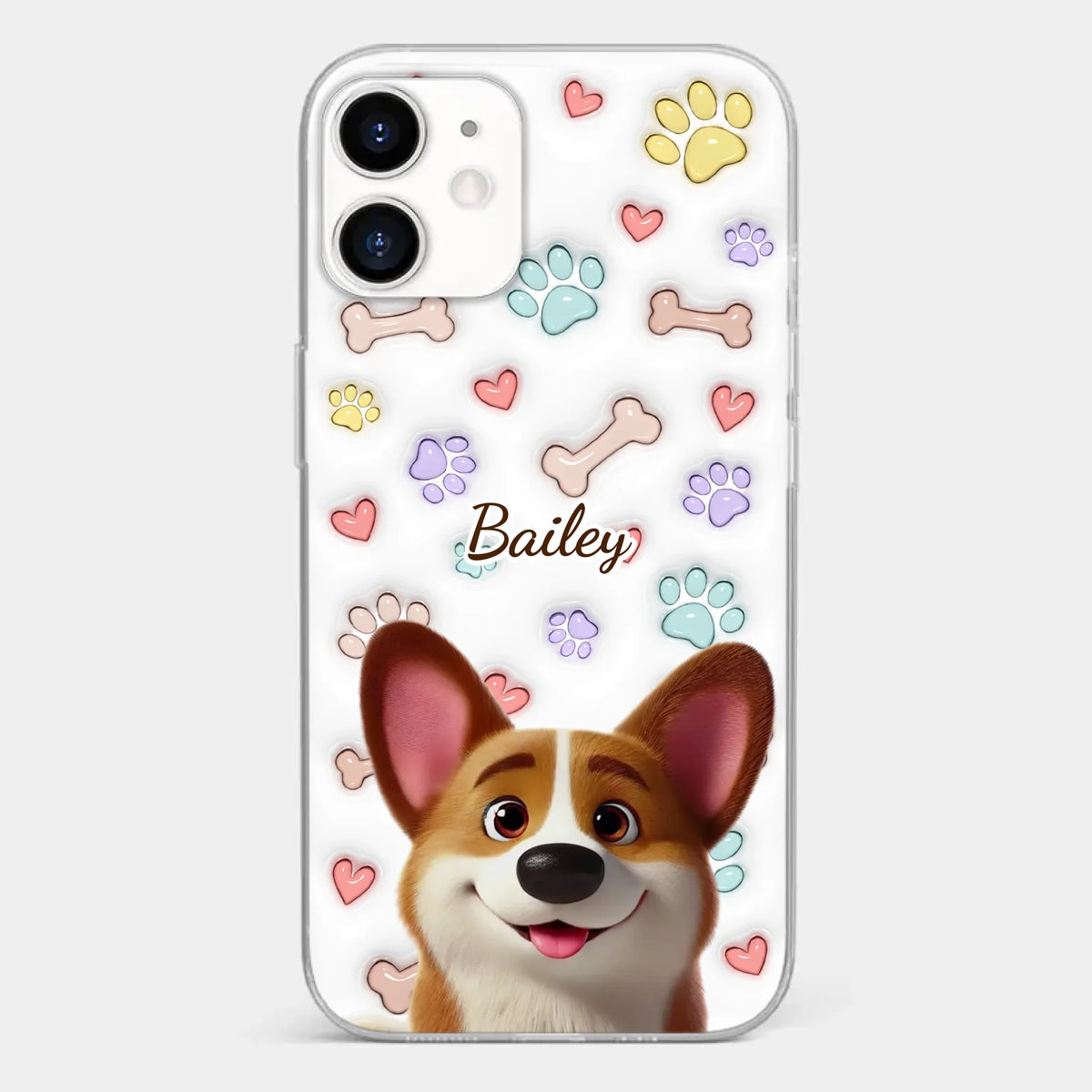 Four Paws, One Heart - Dog Personalized Custom 3D Inflated Effect Printed Clear Phone Case - Gift For Pet Owners, Pet Lovers