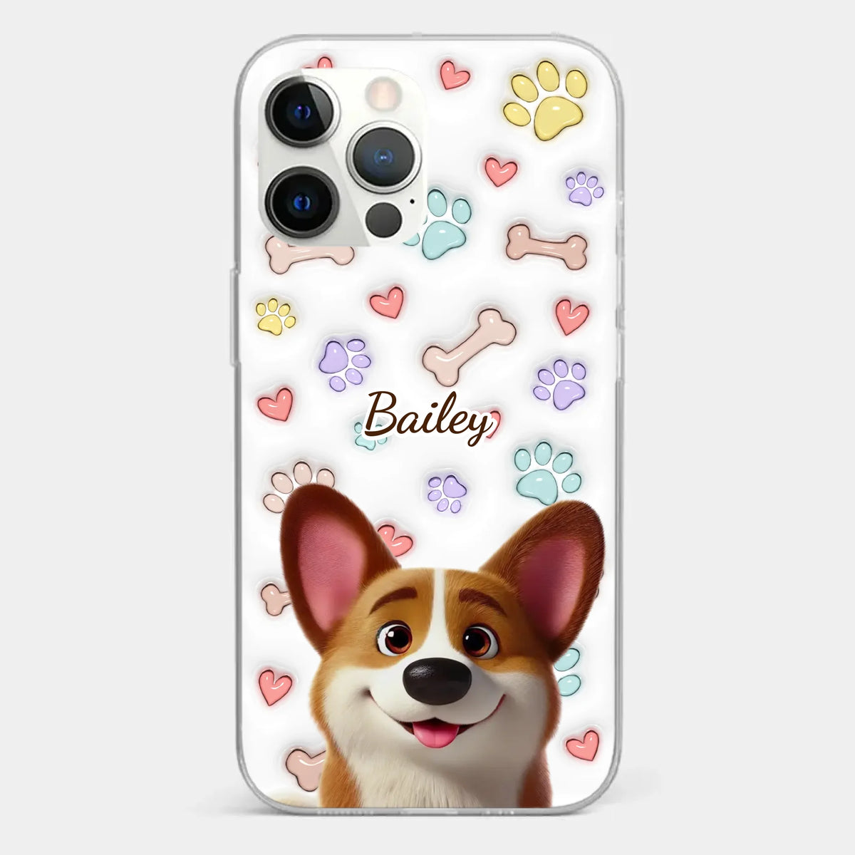 Four Paws, One Heart - Dog Personalized Custom 3D Inflated Effect Printed Clear Phone Case - Gift For Pet Owners, Pet Lovers