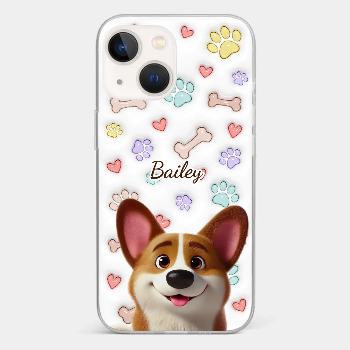 Four Paws, One Heart - Dog Personalized Custom 3D Inflated Effect Printed Clear Phone Case - Gift For Pet Owners, Pet Lovers