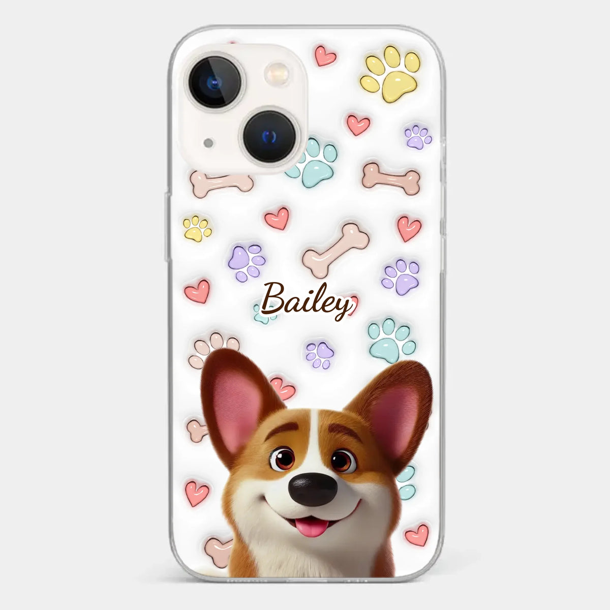 Four Paws, One Heart - Dog Personalized Custom 3D Inflated Effect Printed Clear Phone Case - Gift For Pet Owners, Pet Lovers