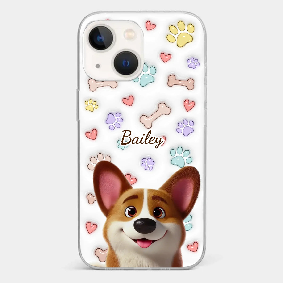 Four Paws, One Heart - Dog Personalized Custom 3D Inflated Effect Printed Clear Phone Case - Gift For Pet Owners, Pet Lovers