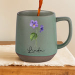 Bloom Where You Are Loved - Family Personalized Custom Printed Stoneware 12oz Mug - Gift For Flower Lovers, Best Friends, Siblings