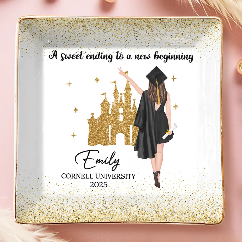 A Sweet Ending To A New Beginning - Family Personalized Custom Full-Print Jewelry Dish - Graduation Gift For Family Members, Siblings, Brothers, Sisters