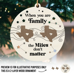 Long Distance We Will Always Be Connected By Heart - Family Personalized Custom Shaped 2 Layered Wood Christmas Ornament - Christmas Gift For Family