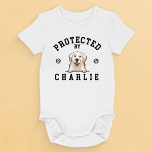 Custom Baby Onesie - Personalized Baby Shower, Gender Reveal Gifts For New Moms, New Dads, New Parents, Dog Cat Lovers - Guarded By My Dog
