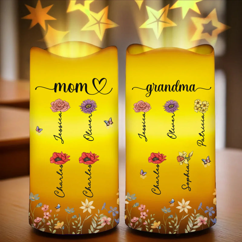 A Lifetime Of Love, Generations Of Joy - Family Personalized Custom LED Projection Flameless Candle - Mother's Day, Gift For Mom, Grandma