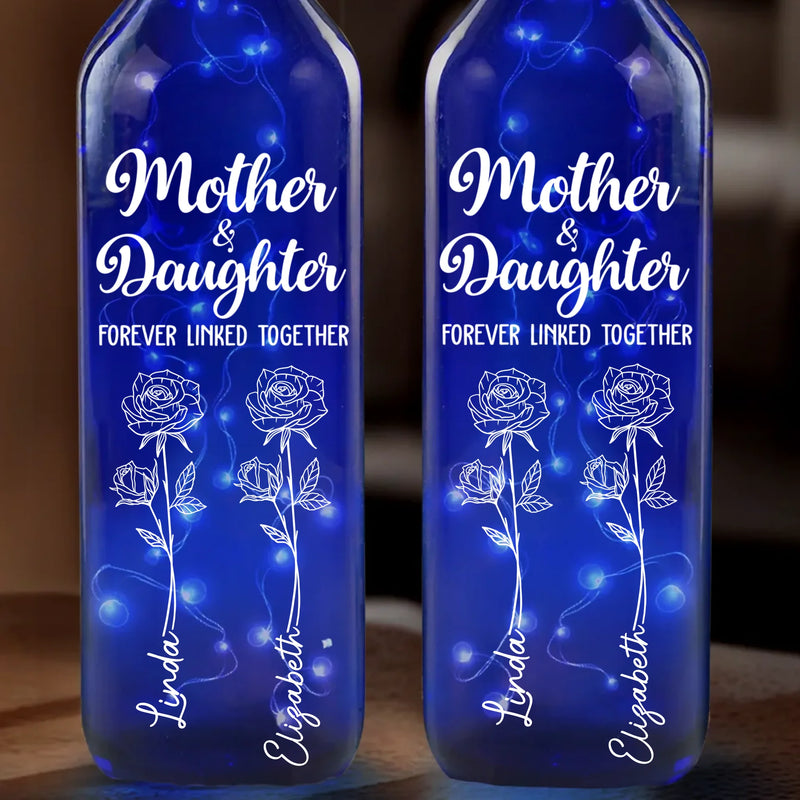 Radiant Love, Eternal Connection - Family Personalized Custom Blue Bottle Lamp - Mother's Day, Gift For Mom, Daughter