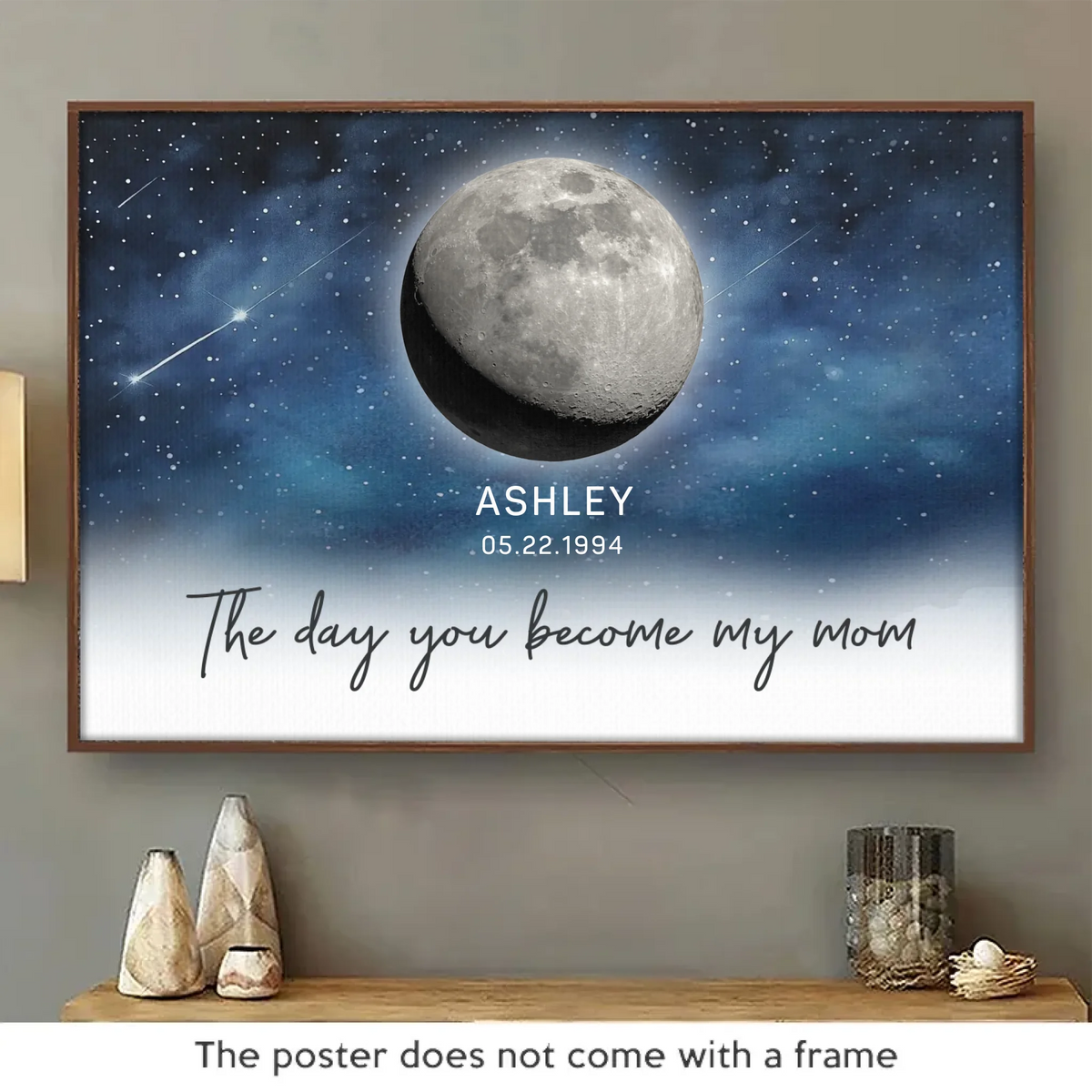 The Days You Became A Mom, Written In The Stars - Family Personalized Custom Horizontal Poster - Mother's Day, Gift For Mom