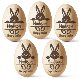 My First Easter Keepsake - Family Personalized Custom Wooden Egg Shaker - Easter Gift For Baby Kids, Newborn Baby