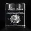 Custom Photo You Stay Forever In Our Hearts - Memorial Personalized Custom 3D Crystal Photo Laser Engraved, Crystal Candle Holder - Sympathy Gift For Family Members