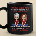 Bonded By Heart, United By Love - Family Personalized Custom Black Mug - Mother's Day, Gift For Mom, Daughter