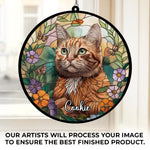 Custom Photo A Cat’s Love Is Never Forgotten - Memorial Personalized Window Hanging Suncatcher Ornament - Sympathy Gift For Pet Owners, Pet Lovers