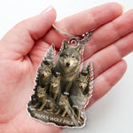 Wolf By Nature, Dad By Heart - Family Personalized Custom Shaped Acrylic Keychain - Father's Day, Gift For Family