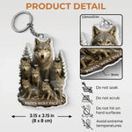 Wolf By Nature, Dad By Heart - Family Personalized Custom Shaped Acrylic Keychain - Father's Day, Gift For Family