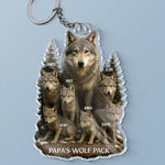 Wolf By Nature, Dad By Heart - Family Personalized Custom Shaped Acrylic Keychain - Father's Day, Gift For Family