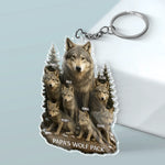 Wolf By Nature, Dad By Heart - Family Personalized Custom Shaped Acrylic Keychain - Father's Day, Gift For Family