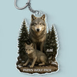 Wolf By Nature, Dad By Heart - Family Personalized Custom Shaped Acrylic Keychain - Father's Day, Gift For Family