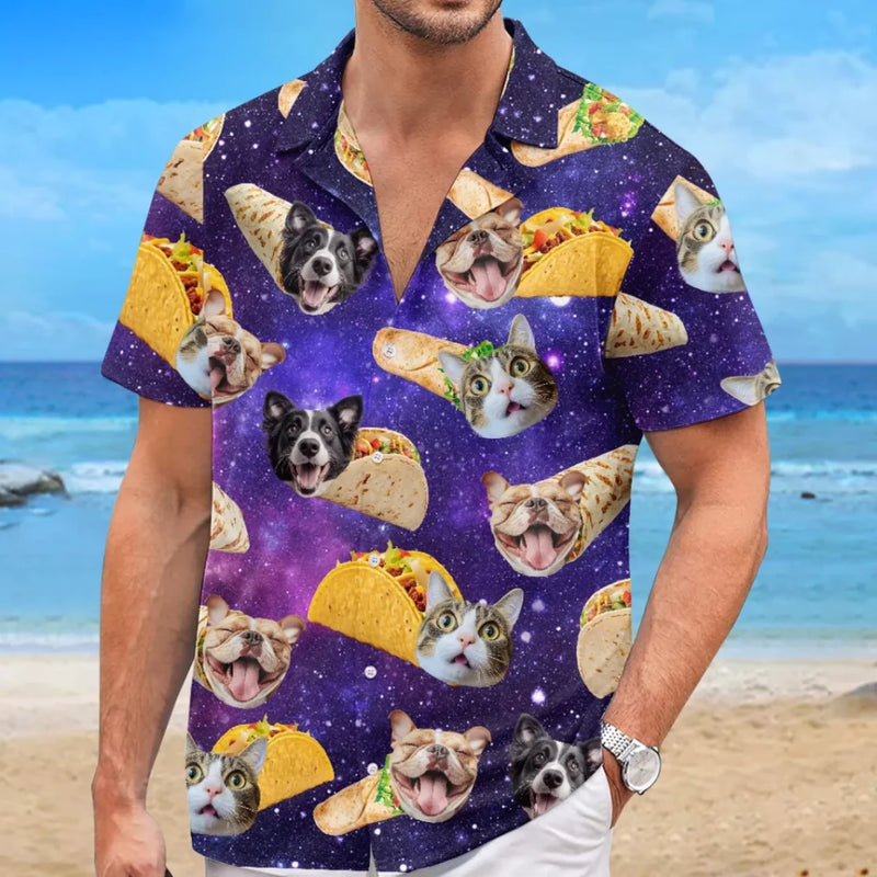 Custom Photo Just A Taco Dog With Dreams - Dog & Cat Personalized Custom Unisex Tropical Hawaiian Aloha Shirt - Summer Vacation Gift, Gift For Pet Owners, Pet Lovers, Travel Lovers