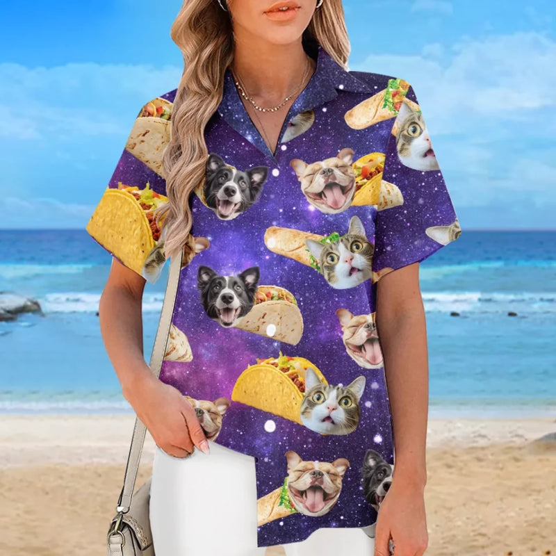 Custom Photo Just A Taco Dog With Dreams - Dog & Cat Personalized Custom Unisex Tropical Hawaiian Aloha Shirt - Summer Vacation Gift, Gift For Pet Owners, Pet Lovers, Travel Lovers