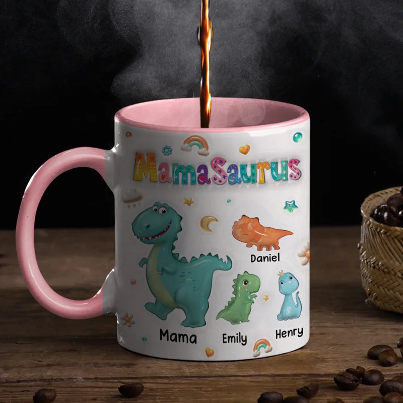 Roaring Love From Mom - Family Personalized Custom 3D Inflated Effect Printed Accent Mug - Mother's Day, Gift For Mom, Grandma