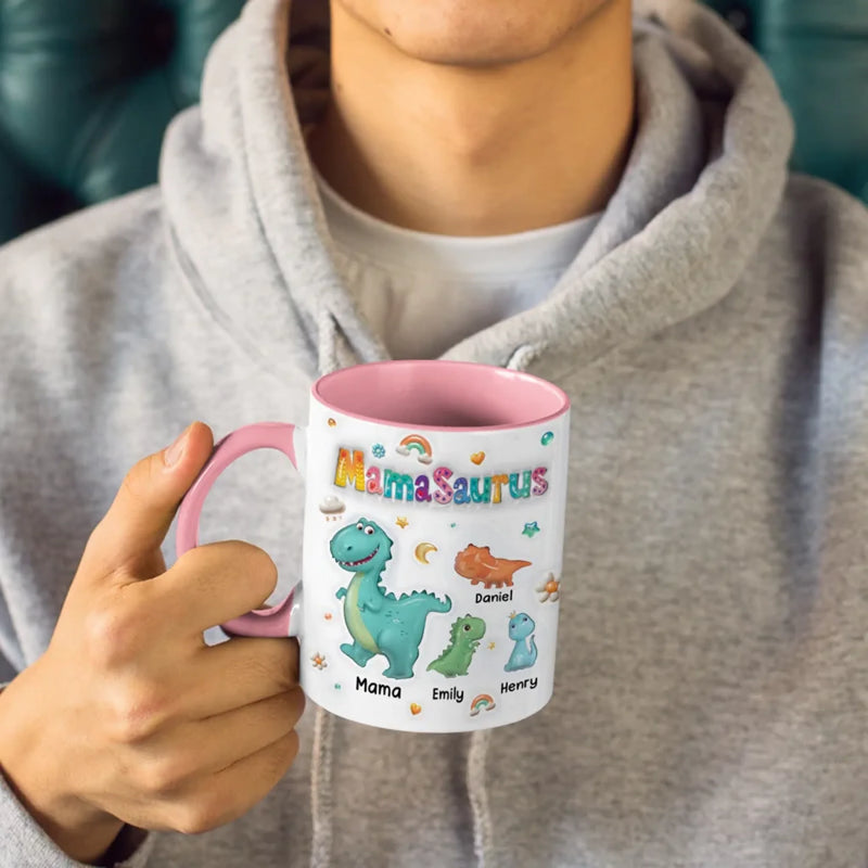 Roaring Love From Mom - Family Personalized Custom 3D Inflated Effect Printed Accent Mug - Mother's Day, Gift For Mom, Grandma